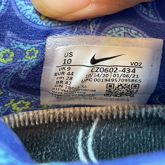 Nike Metcon 6 AMP Paisley Athletic Shoes Men's 10 Blue Green Trainers Sneakers - Picture 3 of 7